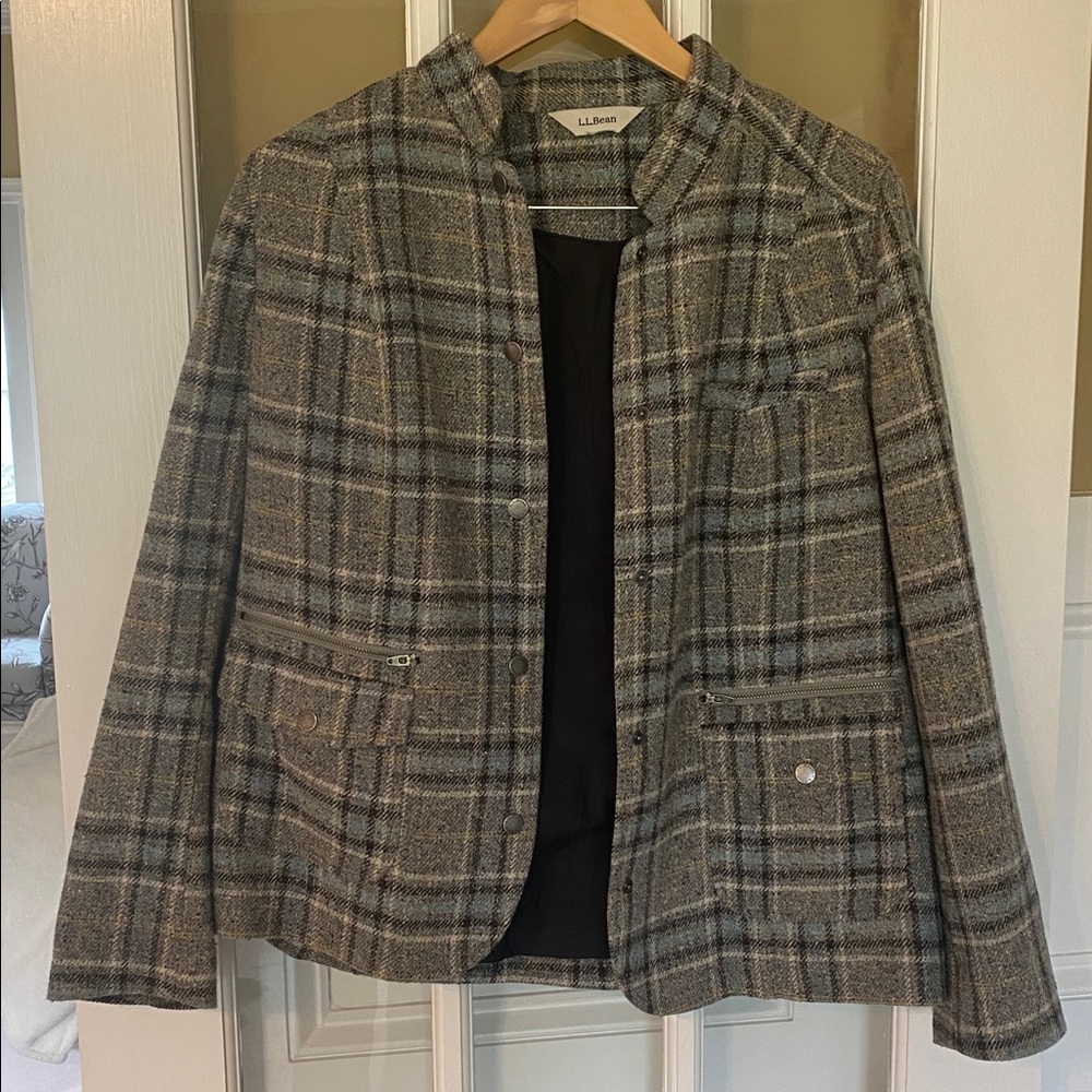 L.L. Bean Gray Plaid Blazer